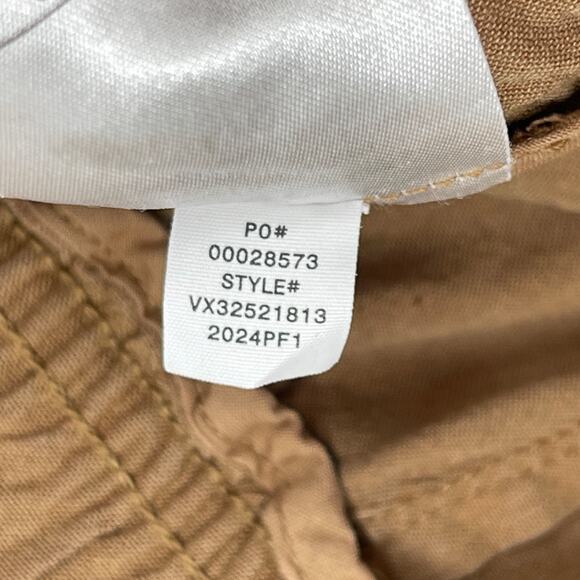 VINCE Pants Womens L Linen Blend Cargo Cropped Cuffed High Rise Utility Brown - Picture 10 of 14